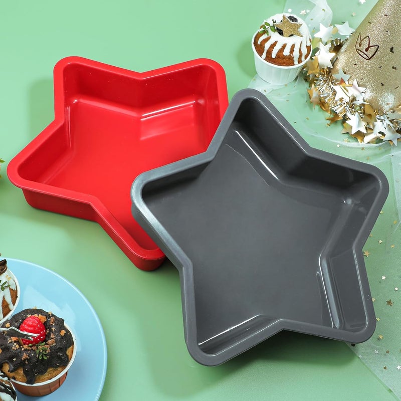 Webake قالب كعكة نجمة سيليكون 10 بوصة كبير غير لاصق على شكل نجمة للخبز، عيد ميلاد، خالي من BPA، مجموعة من 2 - Image 5